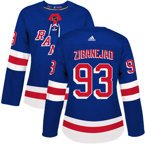 Adidas Rangers #93 Mika Zibanejad Royal Blue Home Authentic Women's Stitched NHL Jersey